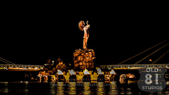 Photograph of The Keeper of the Plains in Wichita Kansas.